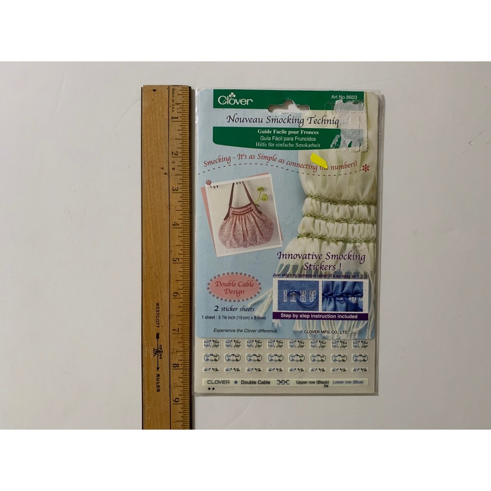 NWT‎ Clover 8603 Innovative Smocking Stickers Double Cable Design 2 Sheets